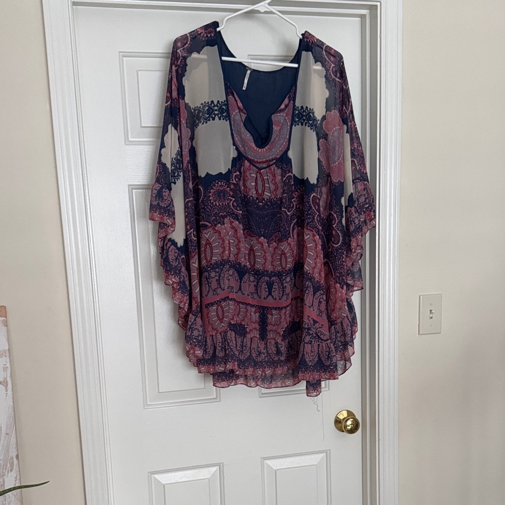 Free People Navy and Pink Mini Dress